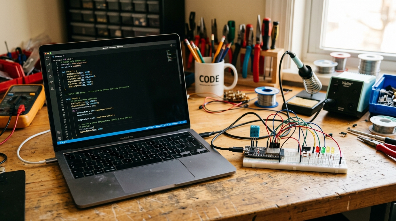 Coding microcontroller breadboard