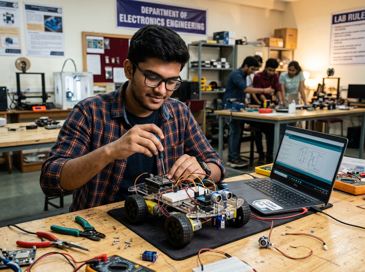 Third Year IoT Members Building Robots